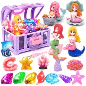 Mermaid Dive Toys Summer Pool Diving Swimming Toys for Kids Fun Swim Games Sinking Set Underwater Dive Gifts with Storage Box Include Gems Mermaid Toys for Boys Girls Toddlers
