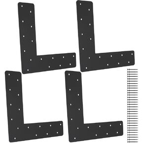 4 Pcs 11.8"x3" Straight Steel Flat Plate, Heavy Duty Mending Plate with Black Powder-Coated Joining Brackets, I Shape Strap Metal Plate Fit 4x4,6x6 for Repair House,Furniture,Pavilion,Truss framing
