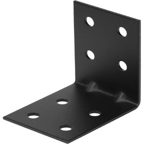 6 PCS 4" Black Steel L Right Angle Bracket, Heavy Duty Corner Brace Thickness 3mm(11 Gauge), Max.Load 160LB, Strengthen Design Metal Joint Support