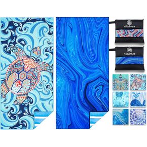 2 Pack Microfiber Lightweight Beach Towel Sand Free Quick Dry Absorbent Thin Compact Towels for Swimming Pool Camping Beach Accessories Large Easy Pack Travel Things for Vacation Essentials Gift