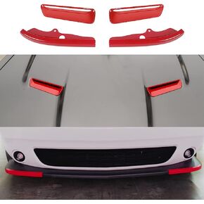 JWWY Hood Air Conditioner Air Outlet Front Bumper Lip Splitter Protector Cover Replacement Part Trim for 2015-2024+ Dodge Challenger Exterior Accessories Carbon Fiber ABS 4PCS