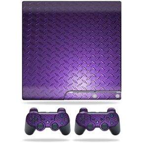 MightySkins Skin Compatible with Sony Playstation 3 PS3 Slim Skins + 2 Controller Skins Sticker Purple Dia Plate