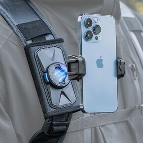 Backpack Mount Bag Belt Shoulder Strap Clip Holder Attachment Compatible with iPhone 15 Pro Max/15/14/13/12, Samsung and More Phones (Black-01)