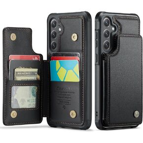 Kowauri for Samsung Galaxy S24 Plus Case, PU Leather Wallet Case for Women Men with RFID Blocking Card Holder Slot Magnetic Closure Shockproof Protective Phone Cover for Galaxy S24 Plus (Black)