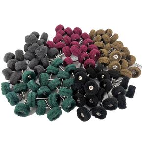Buffing Wheel 100 Pack Abrasive Polishing Deburring Wheels Metal Polishing Kit Rotary Tool Accessories for Metal Polishing, Rusting Cleaning, Paint Removal, and Other Fine Detail Work
