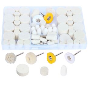 1Inch Polishing Buffing Wheel Set,Wool Felt Cotton Mounted 3mm Shank for Rotary Tool Accessories,Mini Brush Polishing Kit for Watch and Jewelry 50 Pieces