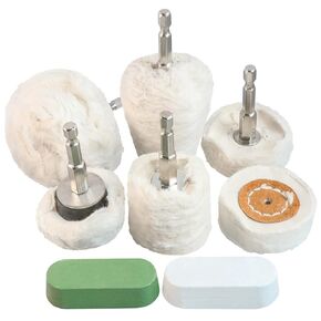 8pcs Polishing Wheel for Drill, Buffing Wheel Polisher Kit with 1/4" Hex Shafts,Abrasive Wheels for Power-Operated Grinders (8)