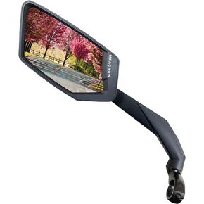MEACHOW 2024 NEW Handlebar Bike Mirror, Scratch Resistant Glass Lens, Ultra-HD, E-bike Mirror, Bicycle Mirror, (Blue Left Side) ME-015LB