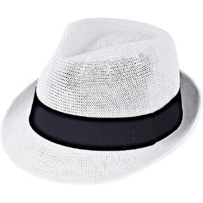 Summer Panama Straw Fedora Hats for Men Women Trilby Hat Foldable Roll Up Short Brim Panama Beach Hat