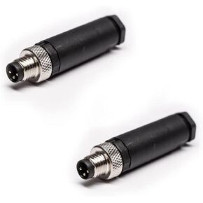 2 Pcs M8 Plug Waterproof 3 Pin Connector, Field Assembly Wireable Connector Straight Male Assemble Type Plug Unshiled A Coding IP67 Industrial Sensor Plug Adapter