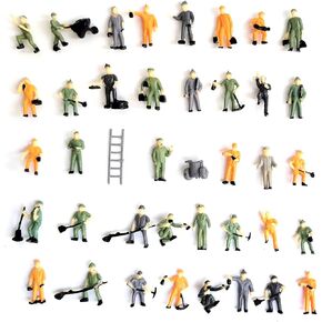 40pcs 1:87 Scale DIY Painted Railway Figures Tiny People Mixed Railway Worker Model People with Ladder Miniature Standing People