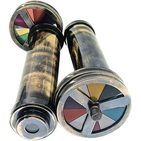 Handmade Brass Kaleidoscope Educational Gift | Vintage Collection Replica, Birthday, Every Occasion Gift for Adults and Kids - Brass Kaleidoscope with Double Wheel - (Pack of ONE)
