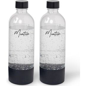 900ML Matte Black Bottles - Pack of 2 - Effortless Fizz & Hydration - Durable & Eco-Friendly Design - Reusable PET Sparkling Water Bottles for our Monten-Soda Machines