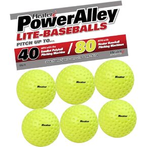 Heater [6 Pack] Sports PowerAlley 80 MPH Lite Balls & Trend Sports Sandlot 40 MPH Lite Balls Sports & Trend Sports Pitching Machines