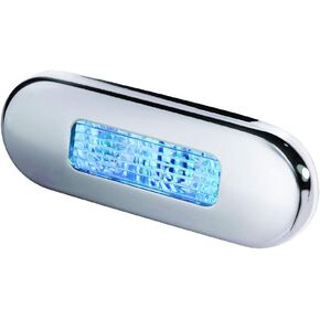 HELLA 959680611 '9680 Series' Multivolt Blue 10-33V DC LED Step Light with Polished Stainless Steel Rim