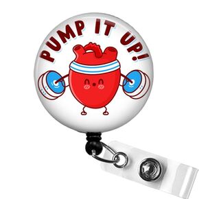 Pump it Up Badge Reel, Funny Cardiology Badge Reel, Cardiac Nurse Retractable ID Badge Holder, ICU or Cardiac Surgical Nurse Badge Clip, Cardiac Rehab Unit Gift