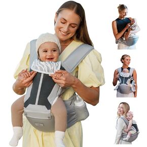 Baby Carrier, MOMTORY Safety-Certified 6-in-1 Baby Carrier Newborn to Toddler, Adjustable Detachable Infant Baby Hip Seat Carrier for 7-50lbs, All Seasons, Perfect for Shopping Travelling