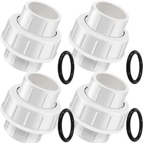 1-1/2 PVC Unions, 2pcs PVC Union Coupling, 1-1/2 inch PVC Union Joints with Socket x Socket Connection Port, Slip X Slip PVC Unions, for Swimming Pools and Outdoor Plumbing Applications, etc