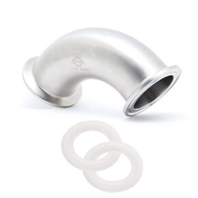 2 Pcs QiiMii Clamp Elbow Sanitary SS304 90 Degree Tri Clamp Pipe Ferrule (1.5" Pipe OD)