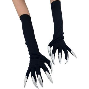 Halloween Animal Claw Gloves Prop Black Monster Paws Gloves With Scary Long Nails Cosplay Ghost Witch Devil Paw Gloves