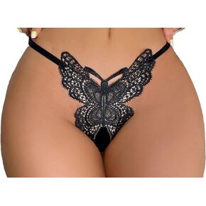 ملابس داخلية للنساء تصميم فراشة مثير ثونغ Crotchless
