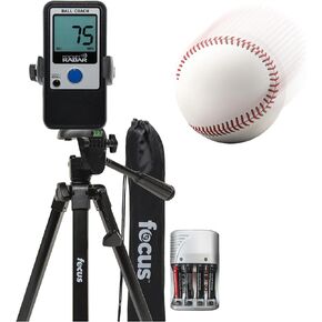 Pocket Radar Ball Coach/Pro-Level Speed Training Tool and Radar Gun Bundle with 360-Degree Rotating Tripod Mount and Tripod Stand with Carrying Bag and Rechargeable Batteries (3 Items)