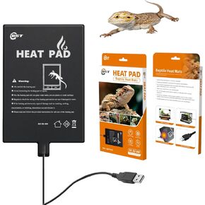 Besto Reptile Heating Pad - USB-Powered, Enhanced Safety - Overheat Protection - 6"" x 8"" Size - for Turtle, Snake, Lizard, Frog, Spider - Secure and Reliable Under Tank Heater, black