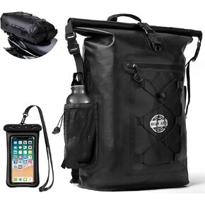 Grapelet Motorcycle Sissy Bar Bag Waterproof Motorcycle Backpack Tail Bags Travel Saddlebags 35L Duffle Bags PVC 500D Waterproof Dry Bags - Black