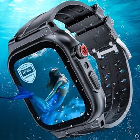 Waterproof Case for Apple Watch 44mm 45mm 42mm 41mm 40mm 38mm with Band, IP68 Waterproof Built-in Screen Protector for Apple Watch Series 8 7 6 5 4 3 2 SE SE2, Full Body Rugged Case for iWatch