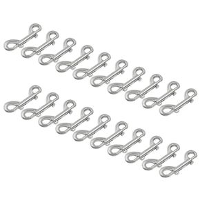 20 Pcs 2.75 Inch Stainless Steel Double Ended Bolt Snaps Hook, Heavy Duty Zinc Alloy Double Snap Hook Chain Clips for Dog Leash Key Chain Horse Tack Pet Feed Bucket Hammock