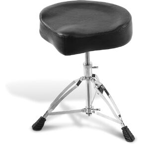 Pyle Pro Throne Adjustable Support Drum Stool-Durable and Portable Double-braced Tripod Legs, Soft & Round Foam-Cushioned Seat, Perfect for On Stage and in-Studio Use PSEATDRM24