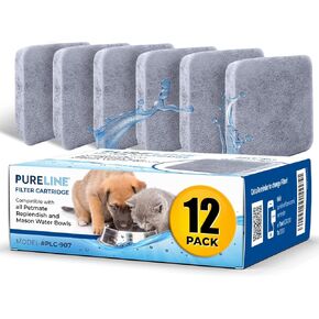 PureLine Petmate Replendish Water Filter Replacement, Also Compatible With Petmate Mason and Petmate Replendish and Mason Gravity Waterer Bowls. With Advanced Filtration (12 Pack)