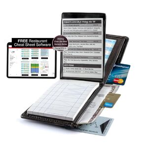 Deluxe Server Book Organizer with Clear Pocket Insert and Restaurant Guest Order Pad | Medium Size fits Apron Pockets | 4.75" x 6.75"