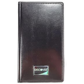 10 Discover Premium Restaurant Waiter Waitress Double Panel Checkbook Presenter - Discover Logo Imprint Vinyl Leather Customer Guest Check Credit Card tip Holder, Black