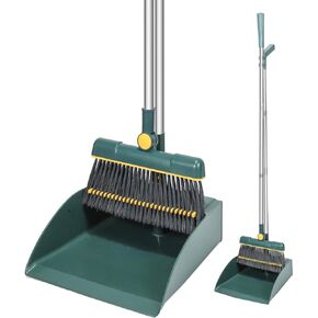 Broom with Dustpan Combo Set,180° Rotating Long Handle Broom and Dust Pan Set for Home Kitchen Office Indoor Outdoor Cleaning,Easy Storage.