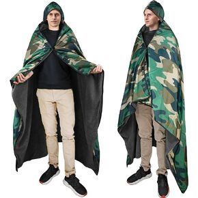 Catalonia Waterproof Blanket for Outdoor, Hooded Blanket Poncho, Windproof, Warm for Stadium,Sporting Events, Camping