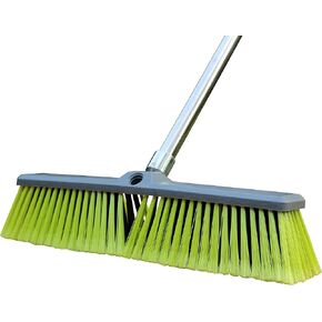 PHYEX 18" Push Broom with Adjustable Long Handle, Multi-Surface Floor Scrub Brush for Cleaning Deck, Patio, Garage, Driveway