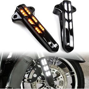 Motorcycle Front Lower Fork Leg Covers for Street Glide, LED Front Lower Fork Decorative Slider Light for Harley Touring Road King Street Glide Electra Glide 2014-2019 Accessories