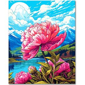 Paint by Numbers Kit for Adults, Thai Elephants Paint by Numbers, Majestic Elephants Adults' paint-by-Number Kits, Blossom Flowers Adult Paint by Number Kits, 16X20 Inch Flameless Paint by Numbers
