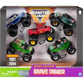 Monster Jam Grave Digger 1:64 Scale 5pc Die-Cast Truck Set (1982-2005 Models)