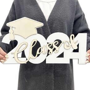 Class of 2024 Wooden Sign Graduation Party Decorations 2024 Gold Graduation Hanging Door Sign Graduation Photo Booth Props for Graduation Party Supplies in Saudi Arabia