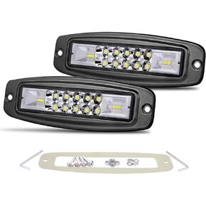 OFFROADTOWN Flush Mount LED Pods, 2pcs 7'' 96W LED Light Bar Flush LED Pods Spot Flood Combo LED Reverse Light Driving Light Waterproof Bumper Lights for Truck Pickup Jeep UTV 4x4 SUV Boat