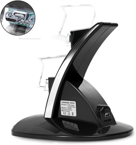 KONKY وحدة تحكم شاحن قاعدة شحن وحدة تحكم شحن قاعدة حامل لجهاز PS4، ملحق محطة شاحن USB مزدوج مع مؤشر LED لجهاز Playstation 4 / PS4 Slim Pro ووحدة تحكم PSVR، أسود in Kuwait