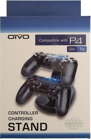 KONKY وحدة تحكم شاحن قاعدة شحن وحدة تحكم شحن قاعدة حامل لجهاز PS4، ملحق محطة شاحن USB مزدوج مع مؤشر LED لجهاز Playstation 4 / PS4 Slim Pro ووحدة تحكم PSVR، أسود in Kuwait