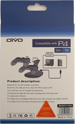 KONKY وحدة تحكم شاحن قاعدة شحن وحدة تحكم شحن قاعدة حامل لجهاز PS4، ملحق محطة شاحن USB مزدوج مع مؤشر LED لجهاز Playstation 4 / PS4 Slim Pro ووحدة تحكم PSVR، أسود in Kuwait