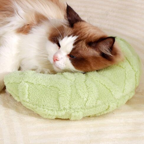 Little Pillow for Cats Puppies Ultra Soft Warm Fluffy Pet Calming Macaron Color Toy Half Donut Cuddler for Joint Relief Sleeping Improve Machine Washable-Yellow in Saudi Arabia