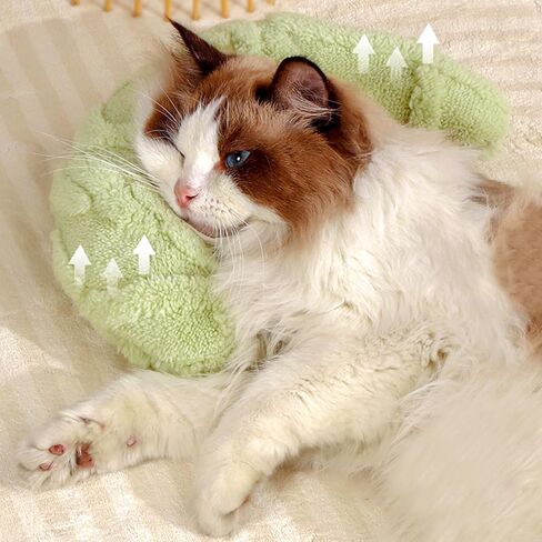 Little Pillow for Cats Puppies Ultra Soft Warm Fluffy Pet Calming Macaron Color Toy Half Donut Cuddler for Joint Relief Sleeping Improve Machine Washable-Yellow in Saudi Arabia