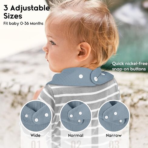 Yoofoss Baby Muslin Bibs 10 Pack Bandana Drool Bibs for Boys Girls Neutral, 100% Cotton Soft Absorbent Baby Bibs for Teething Drooling, Plume in Saudi Arabia