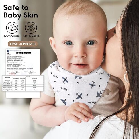 Yoofoss Baby Muslin Bibs 10 Pack Bandana Drool Bibs for Boys Girls Neutral, 100% Cotton Soft Absorbent Baby Bibs for Teething Drooling, Plume in Saudi Arabia