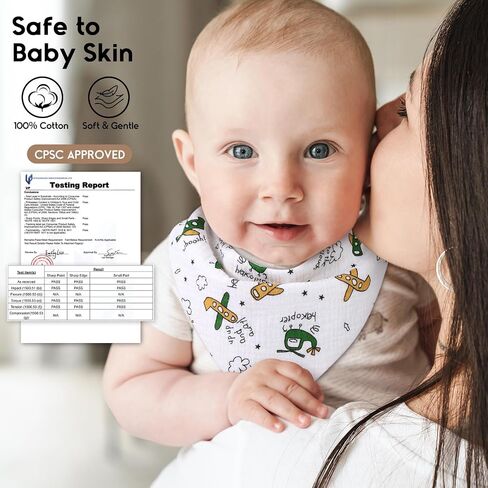 Yoofoss Baby Muslin Bibs 10 Pack Bandana Drool Bibs for Boys Girls Neutral, 100% Cotton Soft Absorbent Baby Bibs for Teething Drooling, Plume in Saudi Arabia
